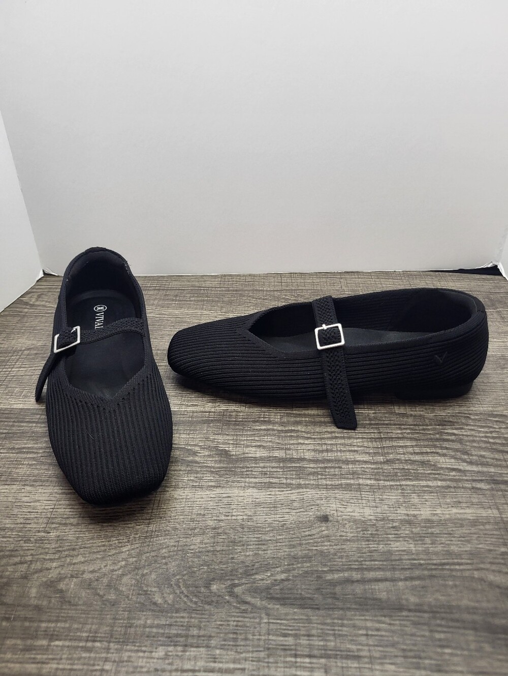 Vivaia Margot Square Toe Mary Jane Flat Knit Black Women’s Size EU 37.5 US 7